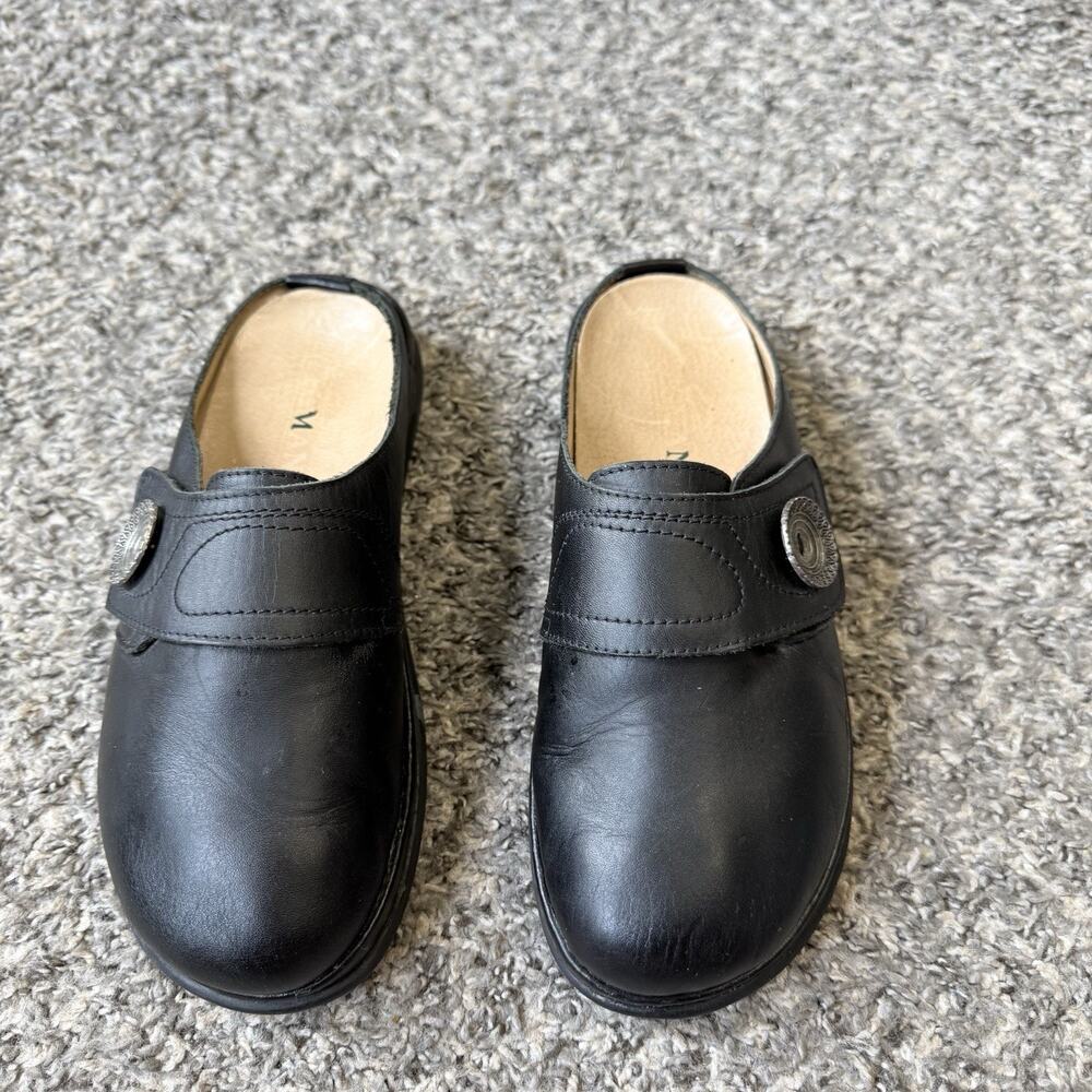 Haflinger Charlotte Shoes Womens 39 US 8 Casual Slip On Mule Clogs Black Leather